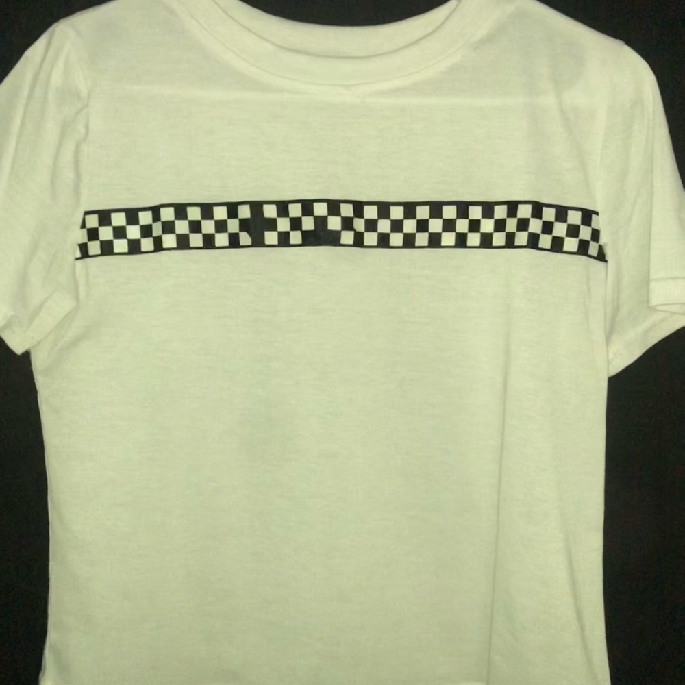 Striped checkers crop t